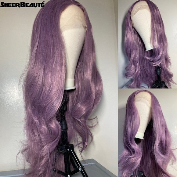 Long Purple Wavy Lace Front Wig - Picture 5 of 15